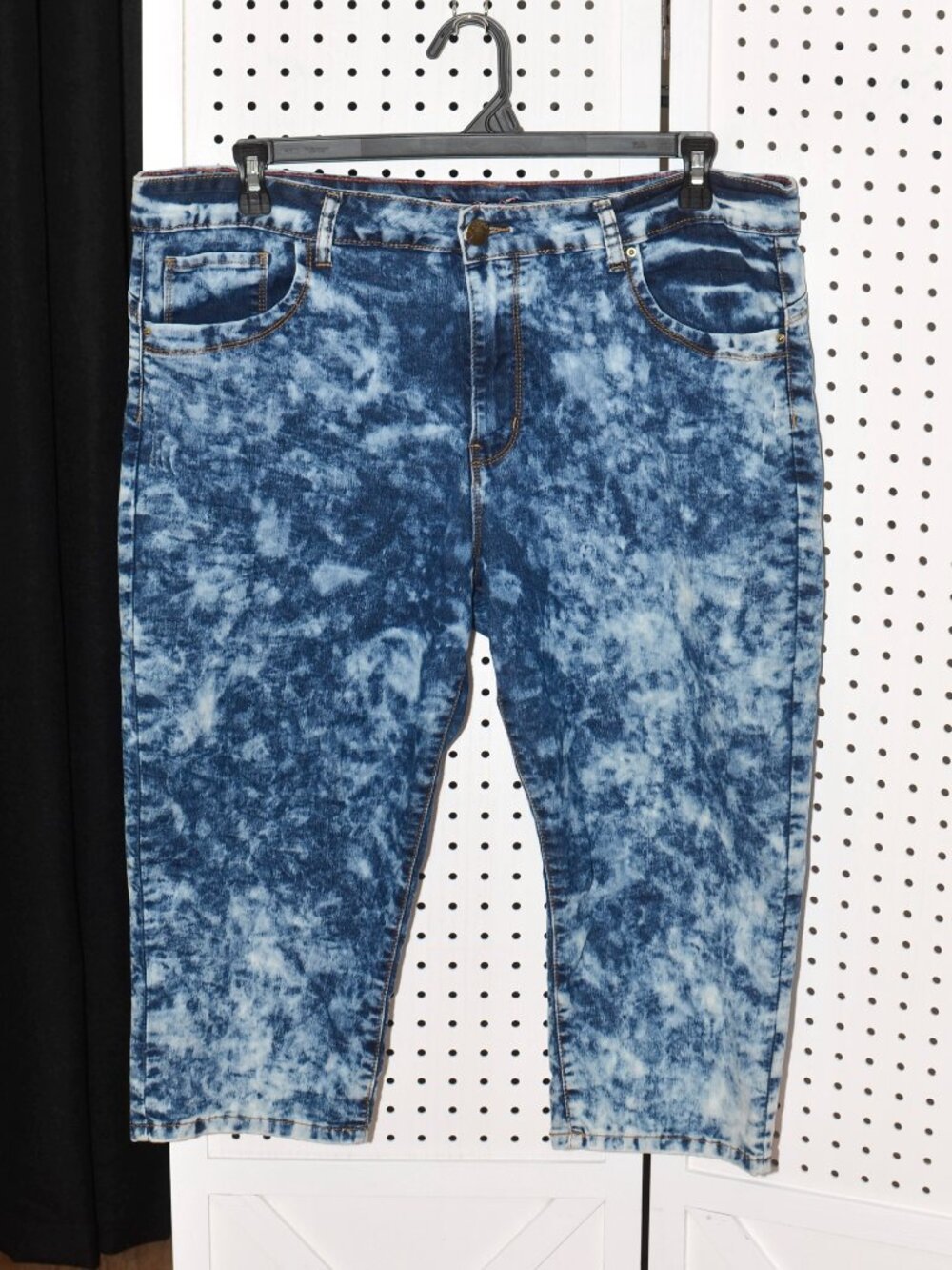 Plus Size 24W V.I.P. Jeans Acid Wash Denim Capri Shorts Stretch Retro Y2K